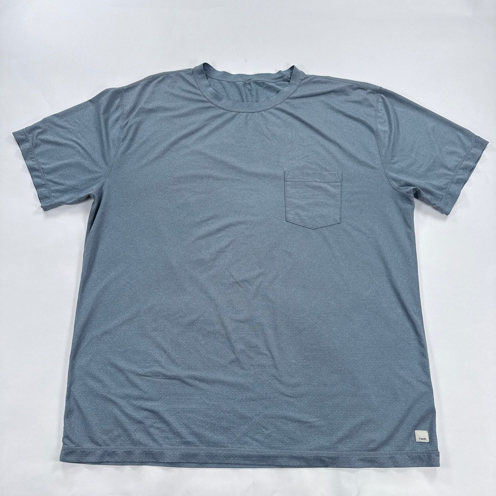 Vuori Mens T-Shirt XXL Blue Heathered V109 Pocket Tee Short Sleeve Athletic